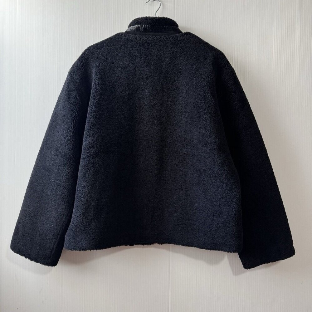 NEW Rebecca Minkoff Women’s Faux Shearling Zip Front Bomber Jacket Sz L Black - Picture 3 of 16